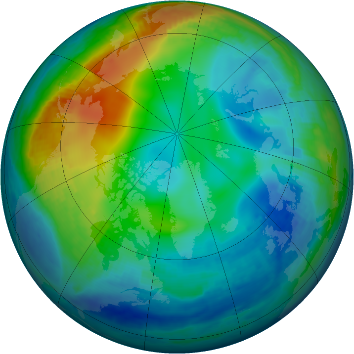 Arctic ozone map for 26 November 1999